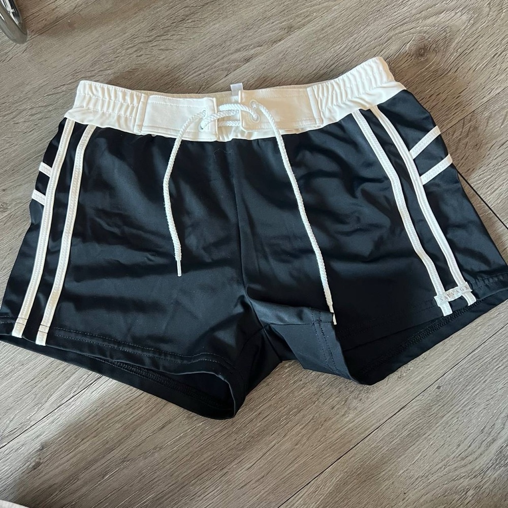 Sauvage Black Swim Shorts with White Accents